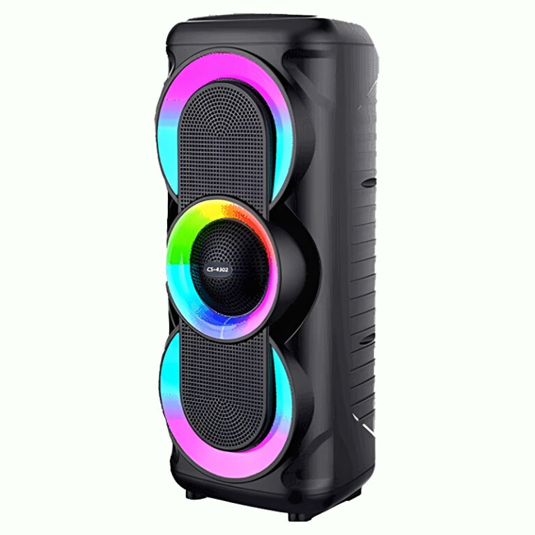 اسپیکر بلوتوثی قابل حمل مدل CS-4302 اسپیکر بلوتوثی CS-4302 نمای جلو اسپیکر بلوتوثی CS-4302 نورپردازی RGB اسپیکر بلوتوثی قابل حمل CS-4302